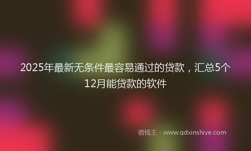 2025年最新无条件最容易通过的贷款，汇总5个12月能贷款的软件