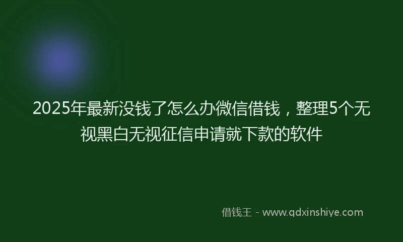 2025年最新没钱了怎么办微信借钱，整理5个无视黑白无视征信申请就下款的软件