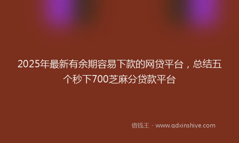 2025年最新有余期容易下款的网贷平台，总结五个秒下700芝麻分贷款平台