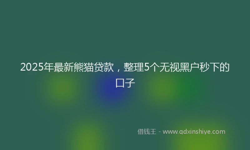 2025年最新熊猫贷款，整理5个无视黑户秒下的口子