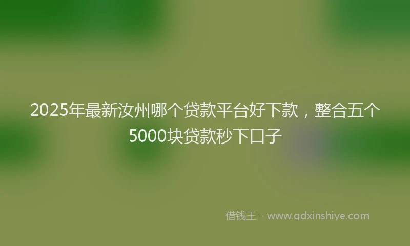 2025年最新汝州哪个贷款平台好下款，整合五个5000块贷款秒下口子