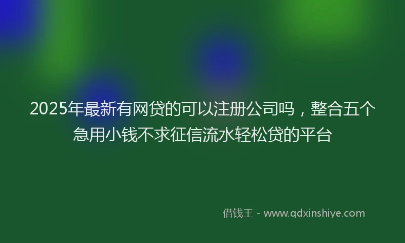 2025年最新有网贷的可以注册公司吗，整合五个急用小钱不求征信流水轻松贷的平台