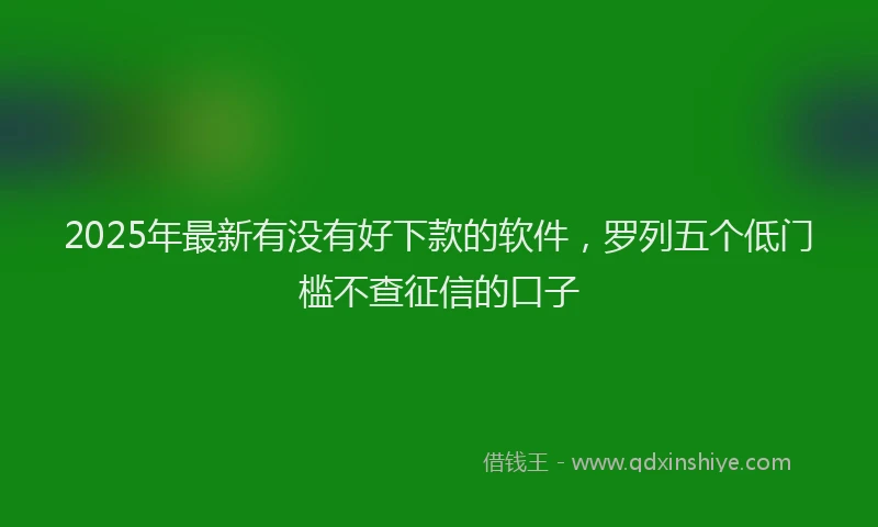 2025年最新有没有好下款的软件，罗列五个低门槛不查征信的口子