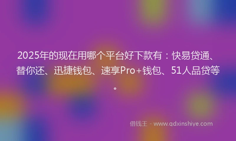 2025年的现在用哪个平台好下款有：快易贷通、替你还、迅捷钱包、速享Pro+钱包、51人品贷等。