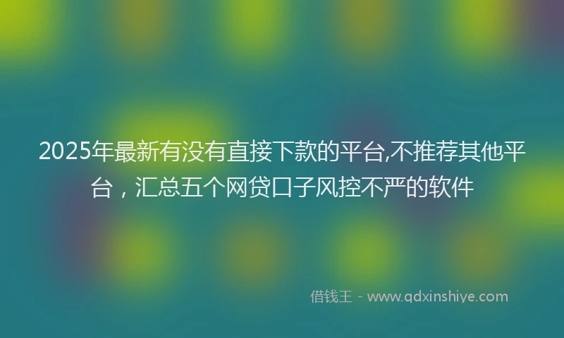 2025年最新有没有直接下款的平台,不推荐其他平台，汇总五个网贷口子风控不严的软件