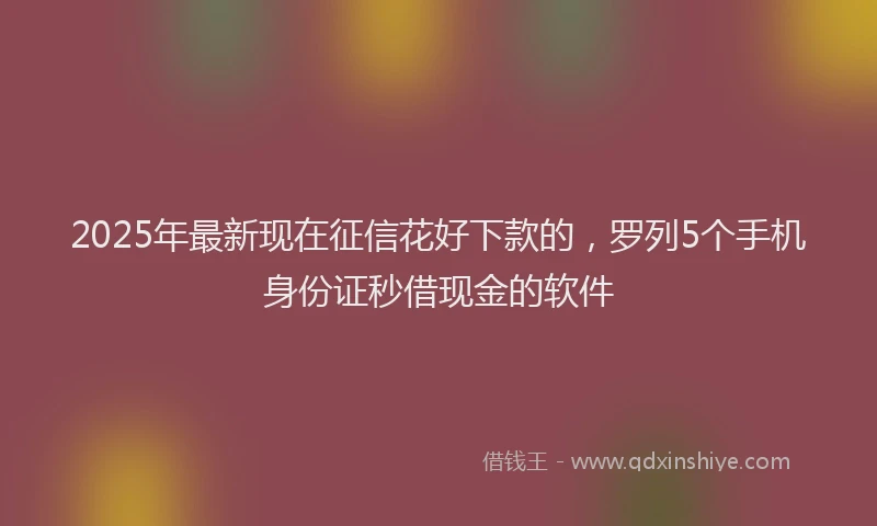 2025年最新现在征信花好下款的，罗列5个手机身份证秒借现金的软件