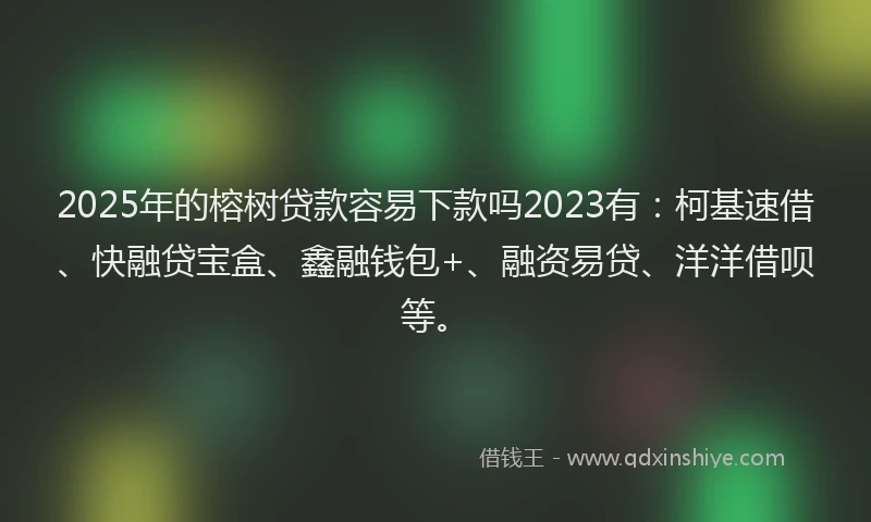 2025年的榕树贷款容易下款吗2023有：柯基速借、快融贷宝盒、鑫融钱包+、融资易贷、洋洋借呗等。