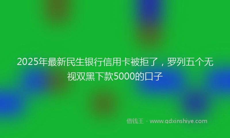 2025年最新民生银行信用卡被拒了，罗列五个无视双黑下款5000的口子