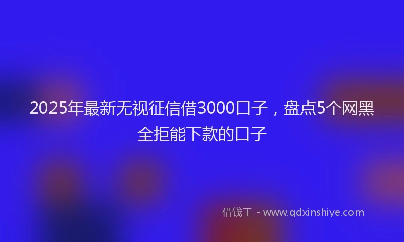 2025年最新无视征信借3000口子，盘点5个网黑全拒能下款的口子