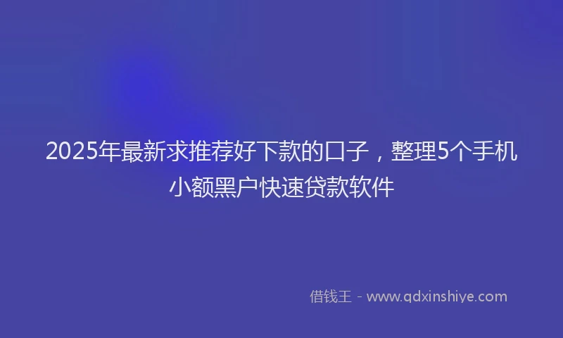 2025年最新求推荐好下款的口子，整理5个手机小额黑户快速贷款软件