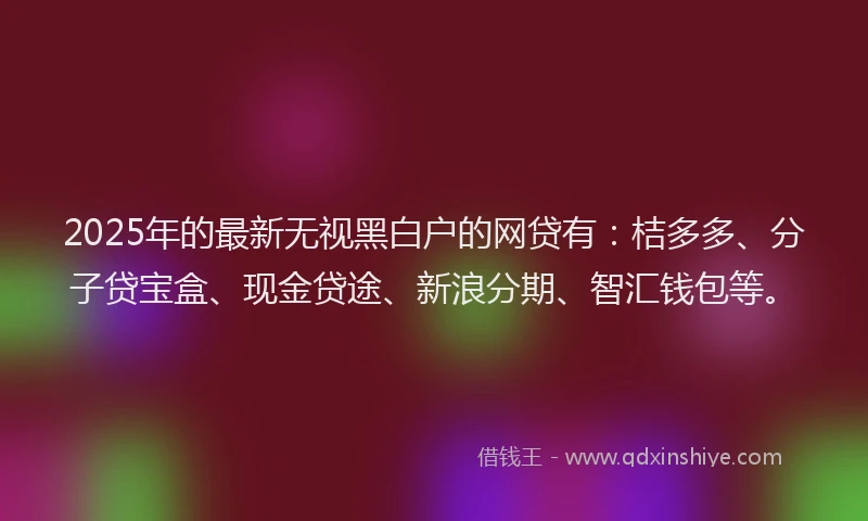 2025年的最新无视黑白户的网贷有：桔多多、分子贷宝盒、现金贷途、新浪分期、智汇钱包等。