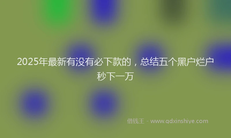 2025年最新有没有必下款的，总结五个黑户烂户秒下一万