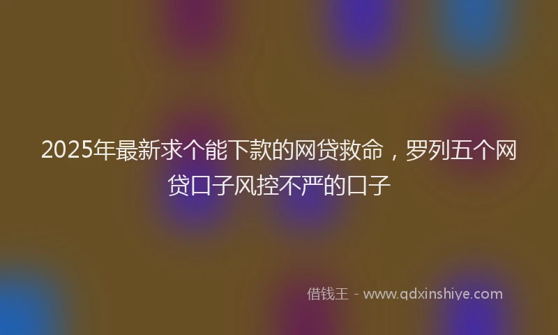 2025年最新求个能下款的网贷救命，罗列五个网贷口子风控不严的口子