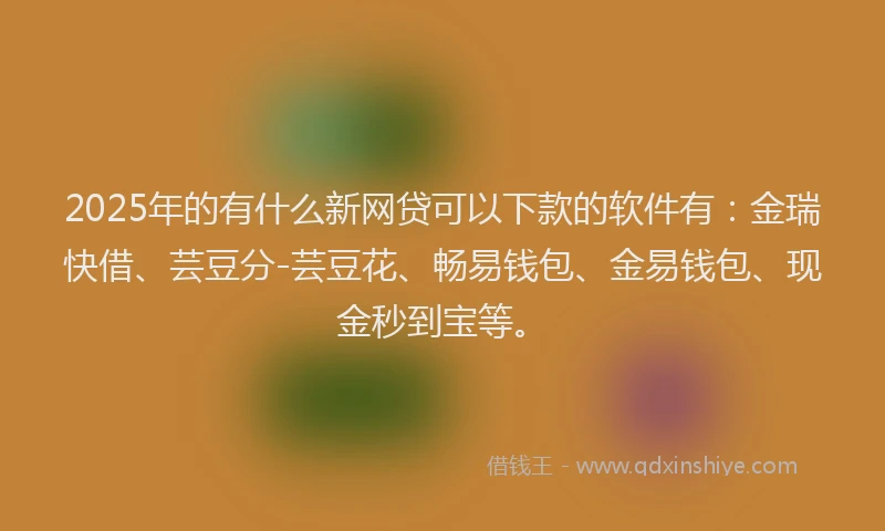 2025年的有什么新网贷可以下款的软件有：金瑞快借、芸豆分-芸豆花、畅易钱包、金易钱包、现金秒到宝等。