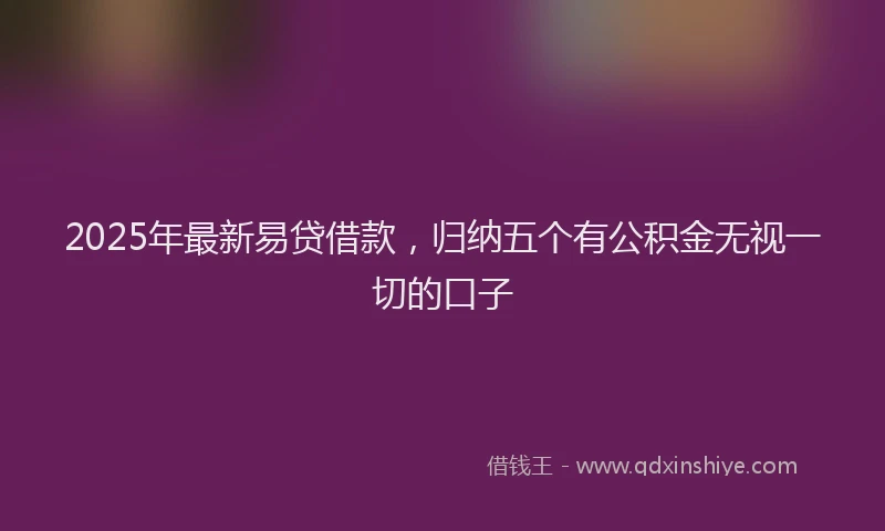 2025年最新易贷借款，归纳五个有公积金无视一切的口子