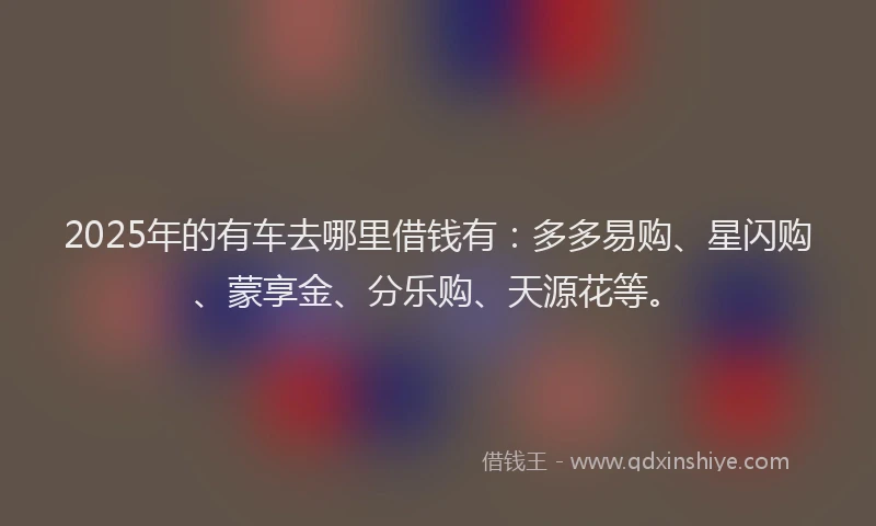 2025年的有车去哪里借钱有：多多易购、星闪购、蒙享金、分乐购、天源花等。