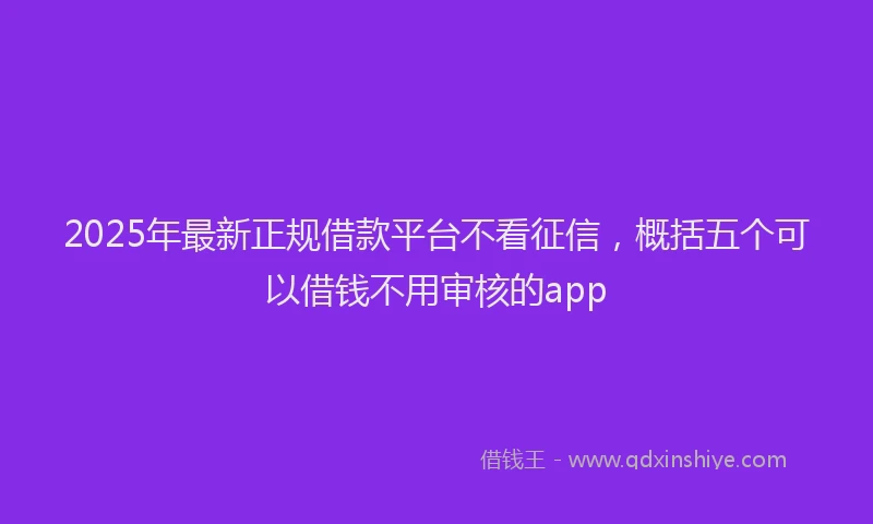 2025年最新正规借款平台不看征信，概括五个可以借钱不用审核的app