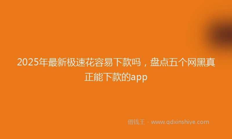 2025年最新极速花容易下款吗，盘点五个网黑真正能下款的app