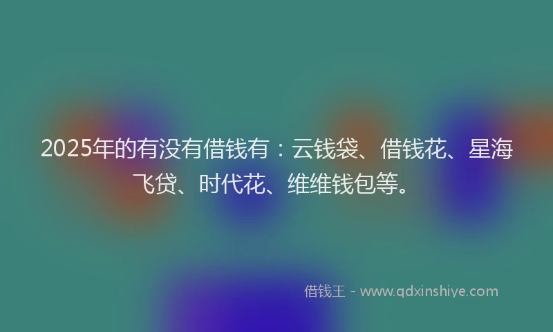 2025年的有没有借钱有：云钱袋、借钱花、星海飞贷、时代花、维维钱包等。