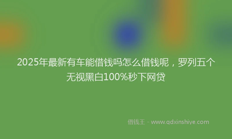 2025年最新有车能借钱吗怎么借钱呢，罗列五个无视黑白100%秒下网贷