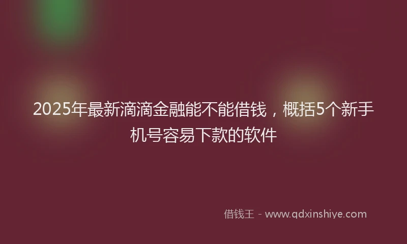 2025年最新滴滴金融能不能借钱，概括5个新手机号容易下款的软件