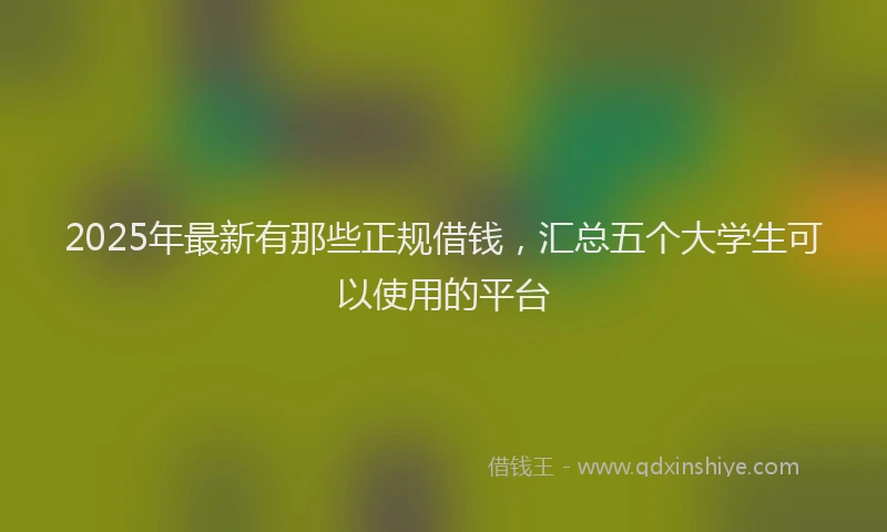 2025年最新有那些正规借钱，汇总五个大学生可以使用的平台