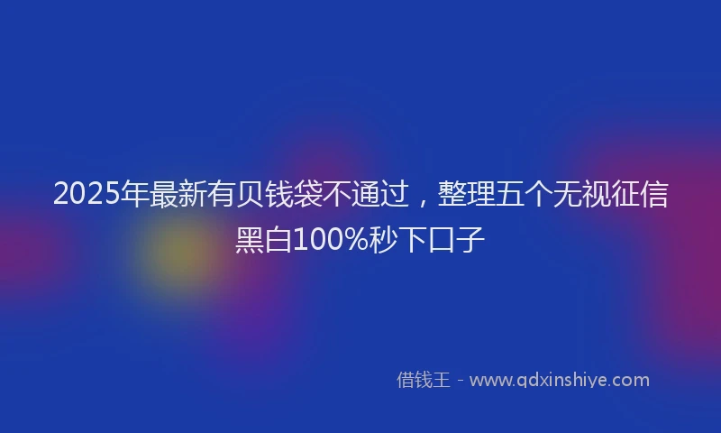 2025年最新有贝钱袋不通过，整理五个无视征信黑白100%秒下口子
