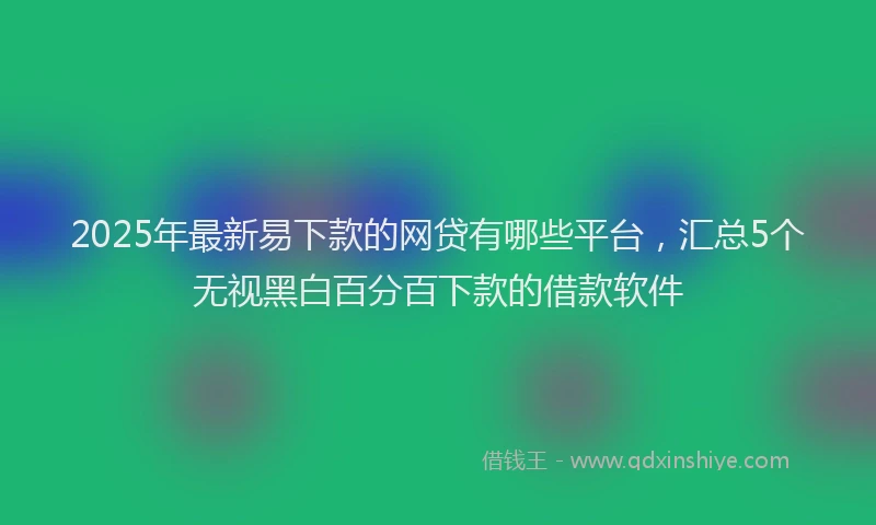 2025年最新易下款的网贷有哪些平台，汇总5个无视黑白百分百下款的借款软件