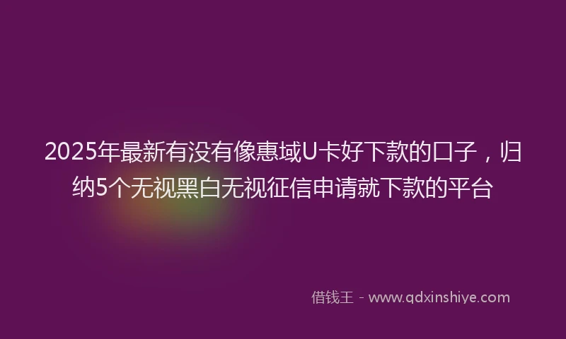 2025年最新有没有像惠域U卡好下款的口子，归纳5个无视黑白无视征信申请就下款的平台
