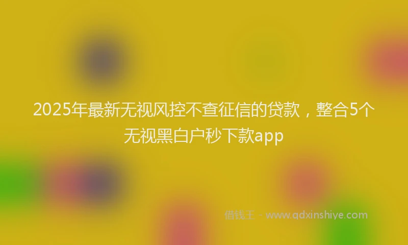 2025年最新无视风控不查征信的贷款，整合5个无视黑白户秒下款app