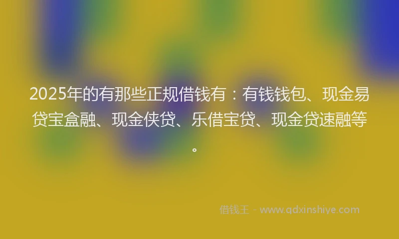 2025年的有那些正规借钱有：有钱钱包、现金易贷宝盒融、现金侠贷、乐借宝贷、现金贷速融等。
