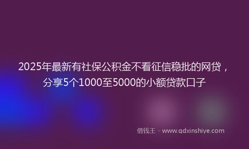 2025年最新有社保公积金不看征信稳批的网贷，分享5个1000至5000的小额贷款口子