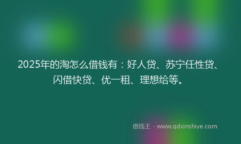 2025年的淘怎么借钱有：好人贷、苏宁任性贷、闪借快贷、优一租、理想给等。