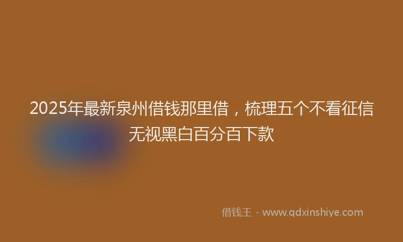 2025年最新泉州借钱那里借，梳理五个不看征信无视黑白百分百下款