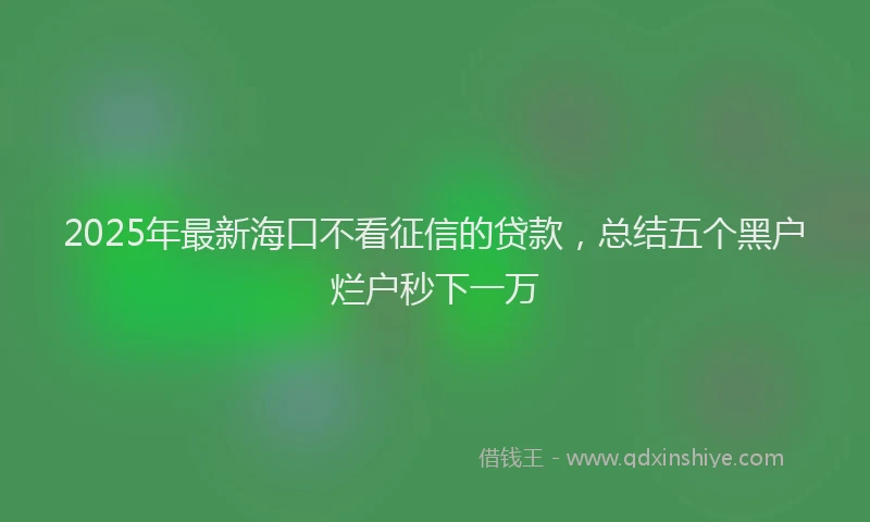 2025年最新海口不看征信的贷款，总结五个黑户烂户秒下一万
