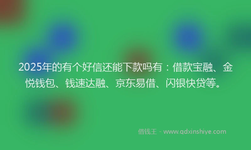 2025年的有个好信还能下款吗有：借款宝融、金悦钱包、钱速达融、京东易借、闪银快贷等。
