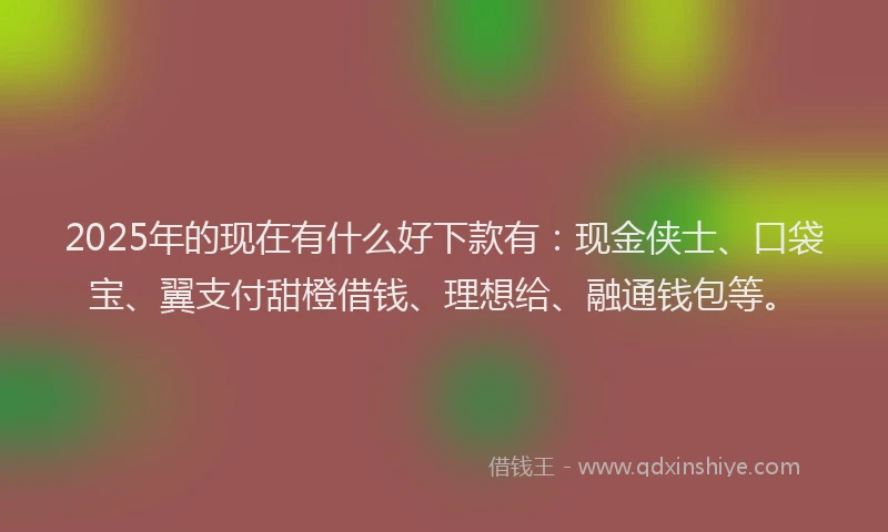 2025年的现在有什么好下款有：现金侠士、口袋宝、翼支付甜橙借钱、理想给、融通钱包等。