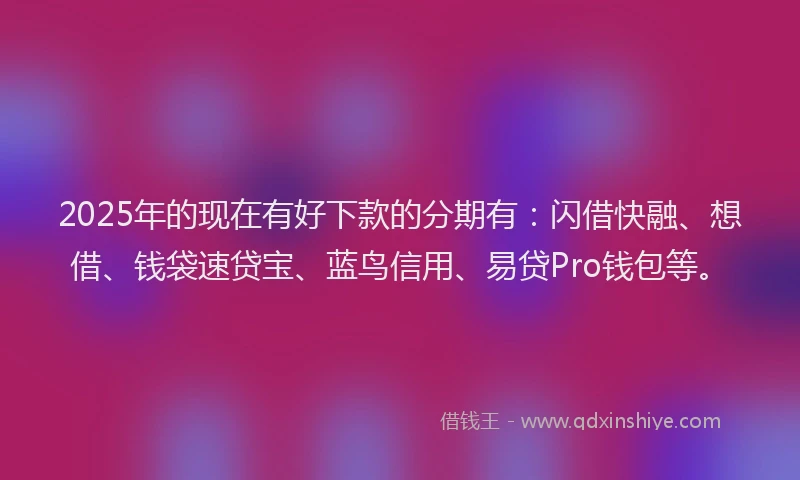 2025年的现在有好下款的分期有：闪借快融、想借、钱袋速贷宝、蓝鸟信用、易贷Pro钱包等。