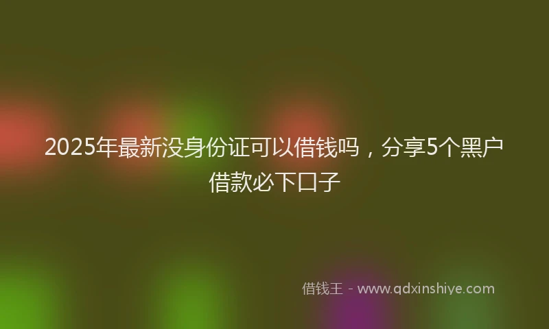 2025年最新没身份证可以借钱吗，分享5个黑户借款必下口子
