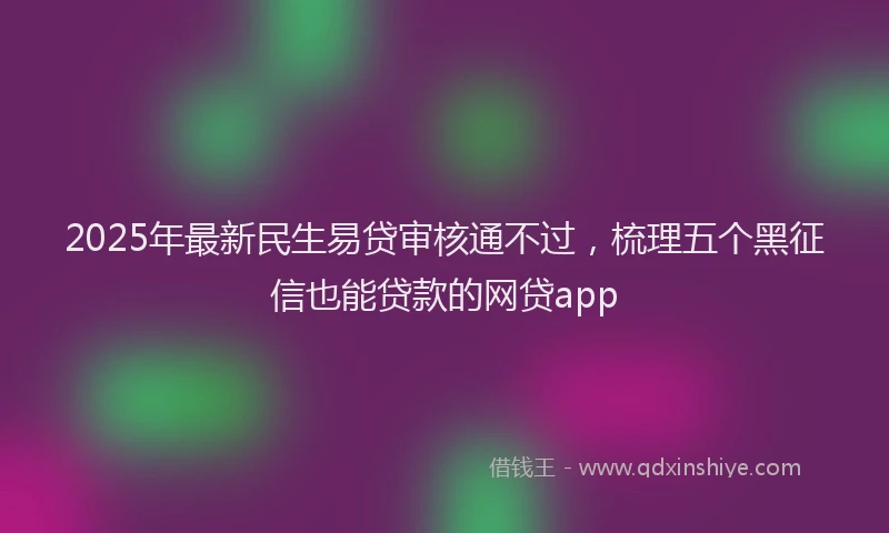 2025年最新民生易贷审核通不过，梳理五个黑征信也能贷款的网贷app