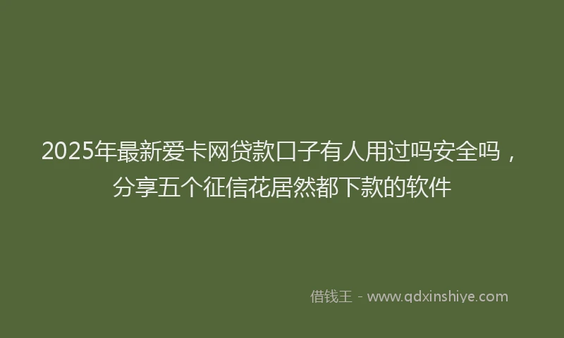 2025年最新爱卡网贷款口子有人用过吗安全吗，分享五个征信花居然都下款的软件