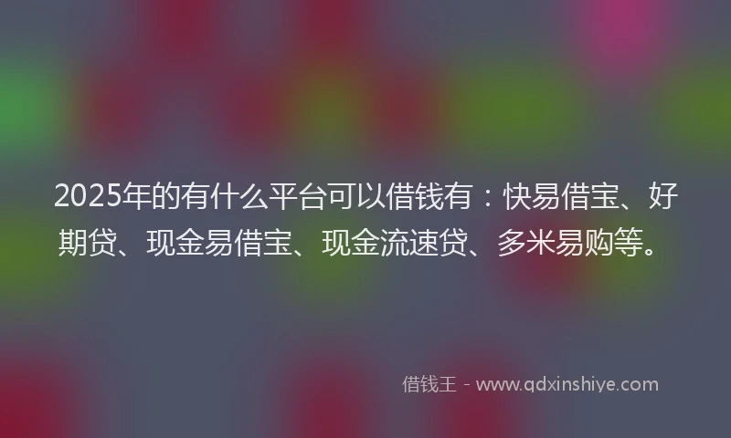 2025年的有什么平台可以借钱有：快易借宝、好期贷、现金易借宝、现金流速贷、多米易购等。