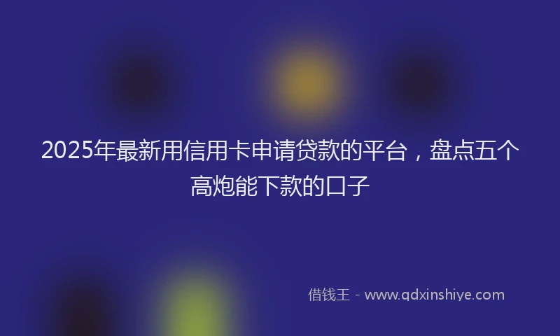 2025年最新用信用卡申请贷款的平台，盘点五个高炮能下款的口子