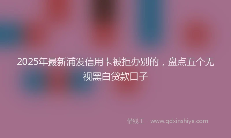 2025年最新浦发信用卡被拒办别的，盘点五个无视黑白贷款口子