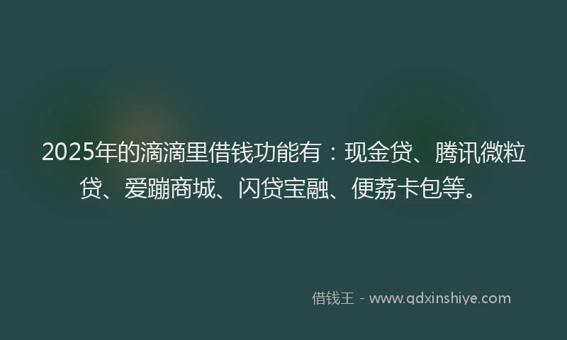 2025年的滴滴里借钱功能有：现金贷、腾讯微粒贷、爱蹦商城、闪贷宝融、便荔卡包等。