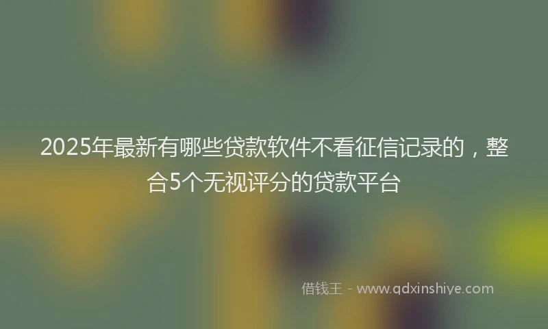 2025年最新有哪些贷款软件不看征信记录的，整合5个无视评分的贷款平台