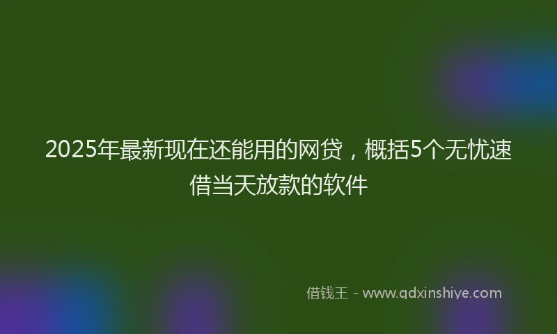 2025年最新现在还能用的网贷，概括5个无忧速借当天放款的软件