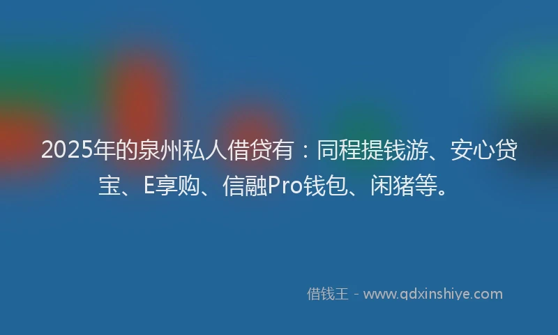 2025年的泉州私人借贷有：同程提钱游、安心贷宝、E享购、信融Pro钱包、闲猪等。