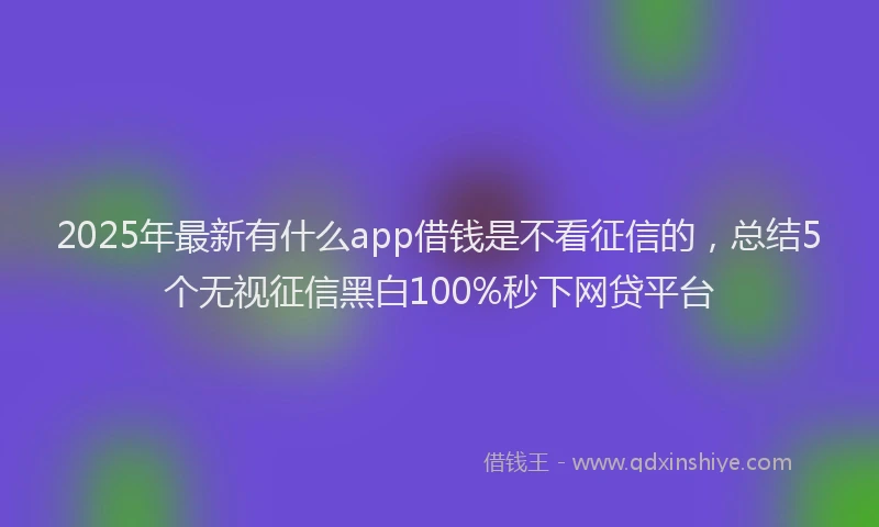 2025年最新有什么app借钱是不看征信的，总结5个无视征信黑白100%秒下网贷平台