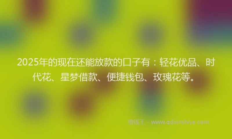 2025年的现在还能放款的口子有：轻花优品、时代花、星梦借款、便捷钱包、玫瑰花等。